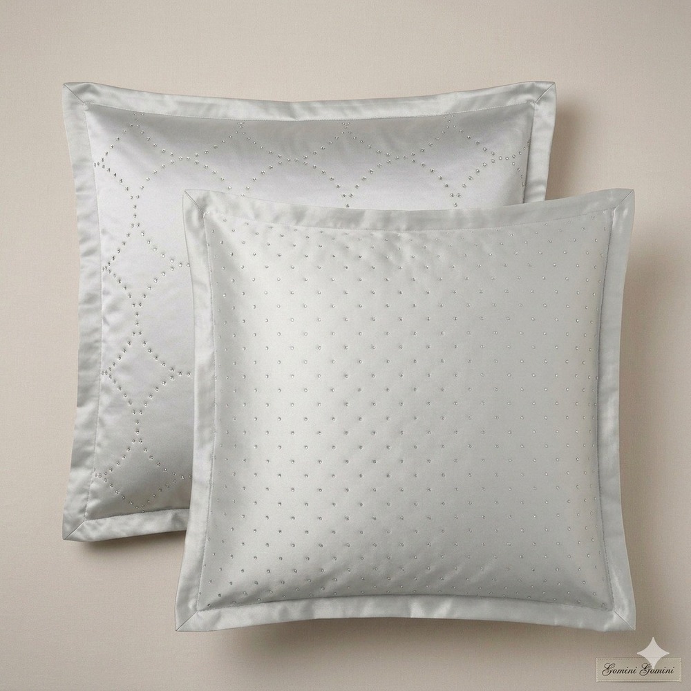 Kathy Fielder‎ Isabella Collection Silver Euro Shams 26x26 Set 2 Crystal Satin